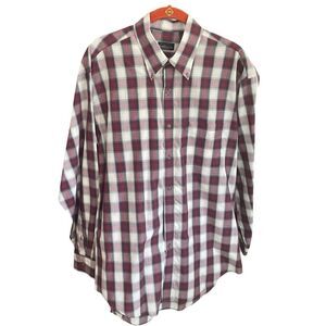 Van Heusen Men's Red Plaid Shirt Size Medium